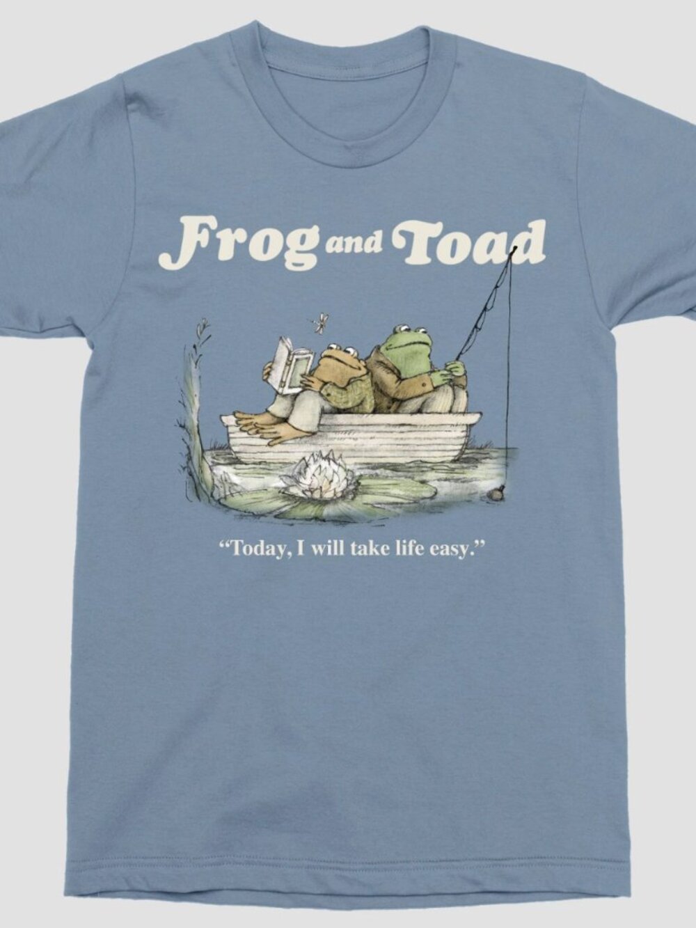NEW Men's Frog & Toad Fishing Short Sleeve Crewneck Light Blue Small T-Shirt